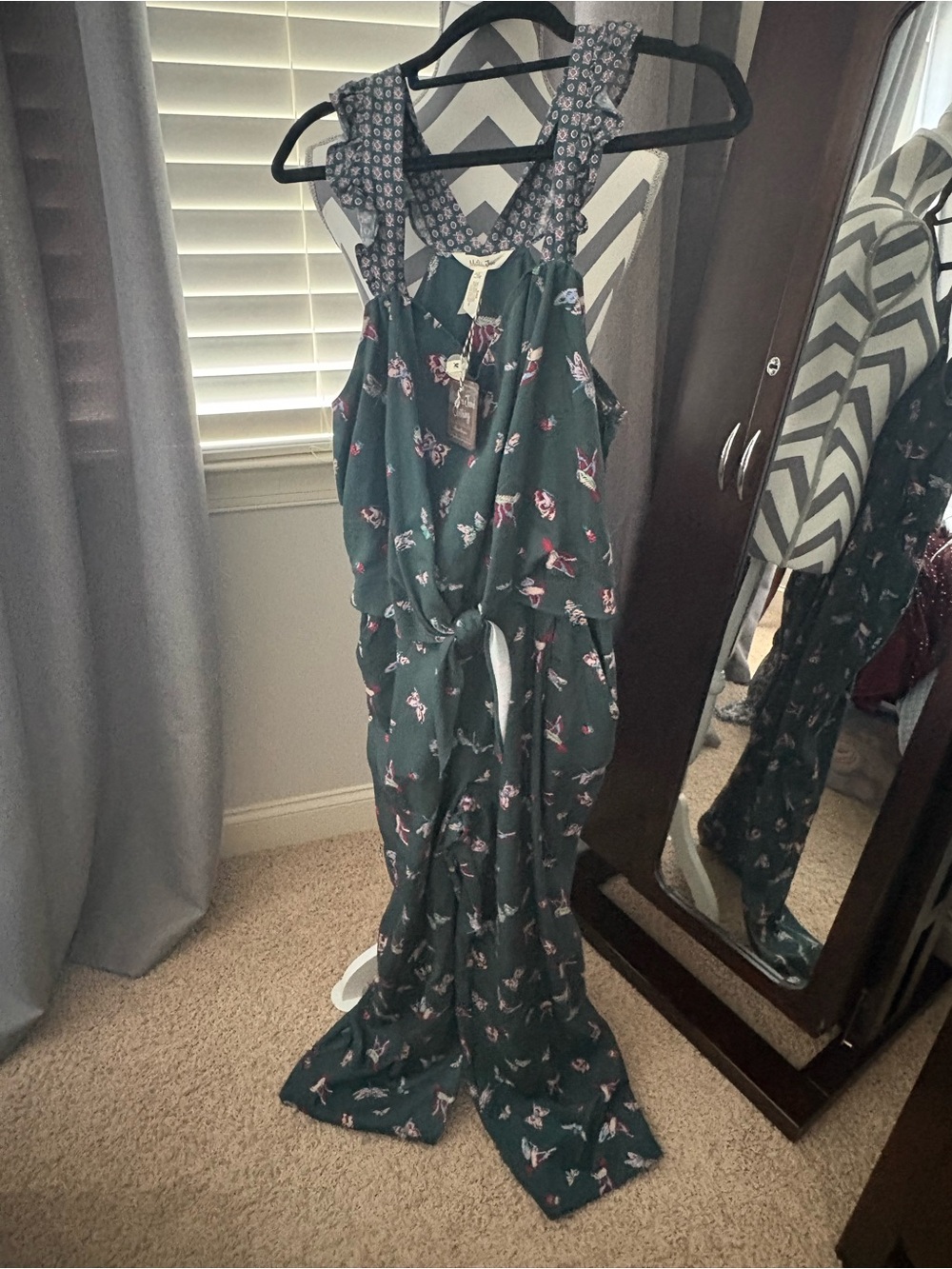 Matilda Jane Forest Green Floral Cross-Back Tie Jumpsuit